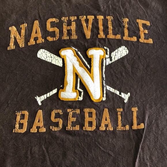 Vintage Brown Nashville Baseball Embroidered Graphic Tee - Picture 3 of 5